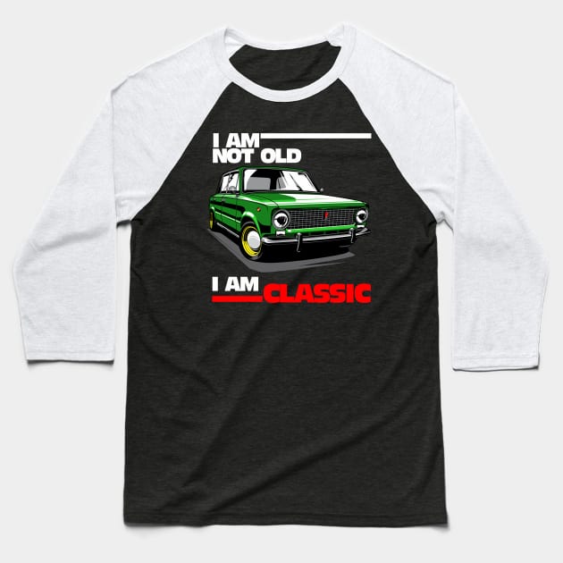 Retro Classic Car Baseball T-Shirt by aredie19